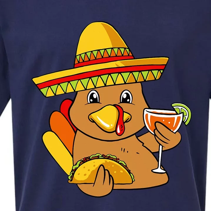 Festive Turkey Taco Celebrate Thanksgiving with Mexican Flavors Sueded Cloud Jersey T-Shirt