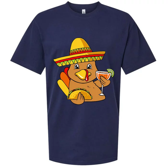 Festive Turkey Taco Celebrate Thanksgiving with Mexican Flavors Sueded Cloud Jersey T-Shirt