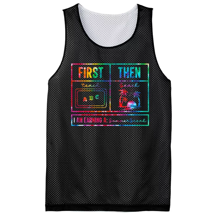 First Teach Then Beach I Am Earning A Summer Break Tie Dye Mesh Reversible Basketball Jersey Tank