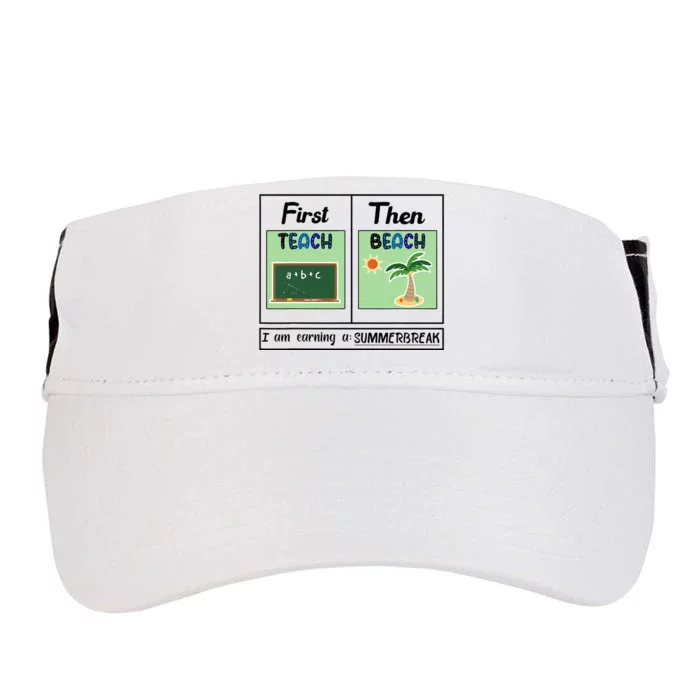 First Teach Then Beach I Am Earning A Summer Break Teacher Adult Drive Performance Visor