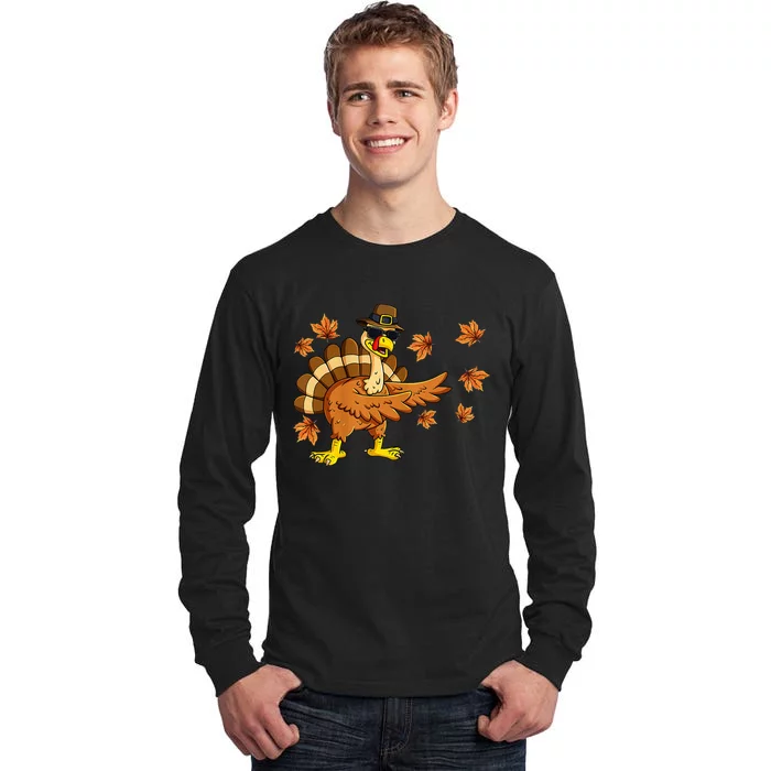 Funny Thanksgiving Turkey Dab Dance Pilgrim Costume Tall Long Sleeve T-Shirt