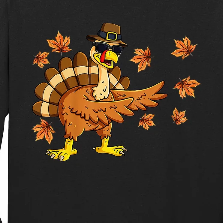 Funny Thanksgiving Turkey Dab Dance Pilgrim Costume Tall Long Sleeve T-Shirt