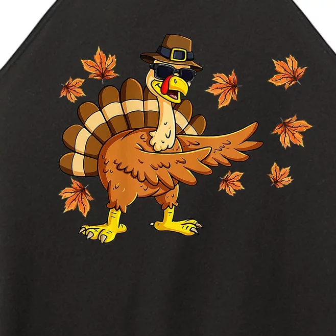 Funny Thanksgiving Turkey Dab Dance Pilgrim Costume Women’s Perfect Tri Rocker Tank