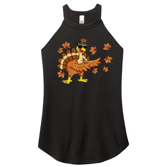 Funny Thanksgiving Turkey Dab Dance Pilgrim Costume Women’s Perfect Tri Rocker Tank