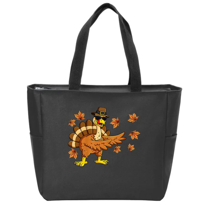 Funny Thanksgiving Turkey Dab Dance Pilgrim Costume Zip Tote Bag