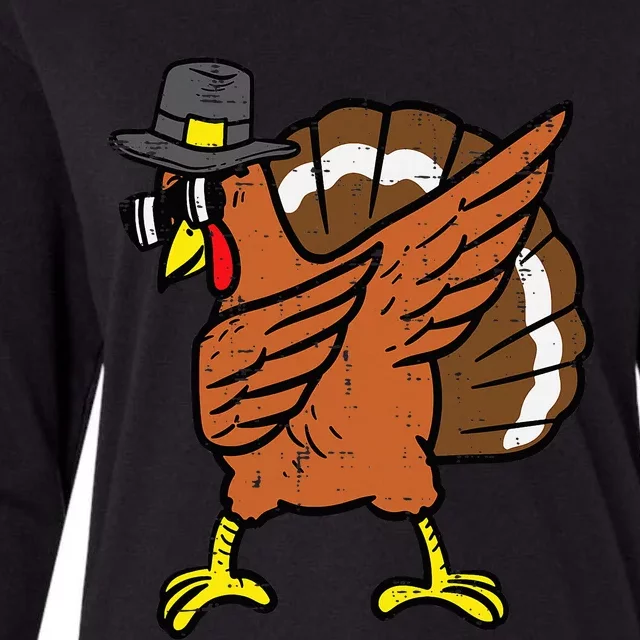 Funny Thanksgiving Turkey Dab Dance Womens Cotton Relaxed Long Sleeve T-Shirt