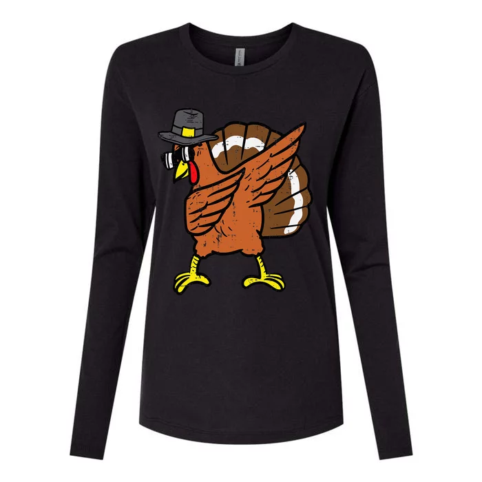 Funny Thanksgiving Turkey Dab Dance Womens Cotton Relaxed Long Sleeve T-Shirt