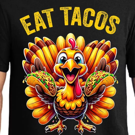 Funny Thanksgiving Turkey Eat Tacos Mexican Thanksgiving Fun Pajama Set