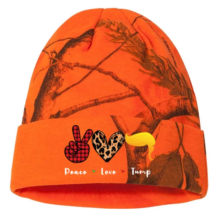 Funny Trump Trump 2024 Gift Peace Love Trump Funny Gift Kati - 12in Camo Beanie