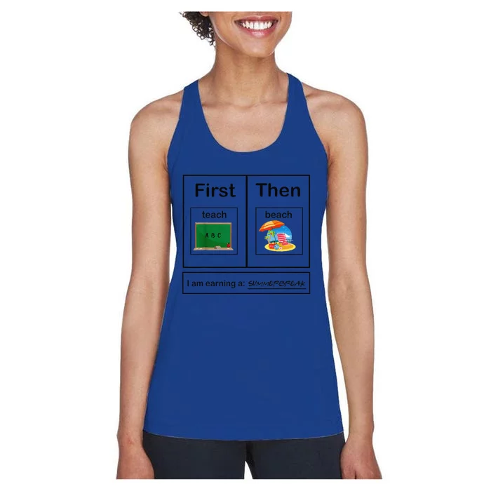 First Teach Then Beach First Teach Then Beach Funny Teacher Women's Racerback Tank