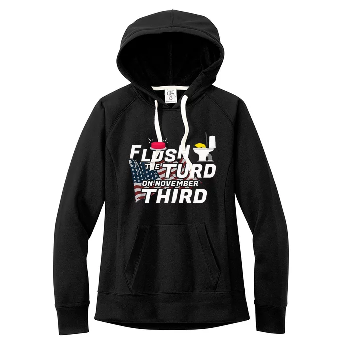 Flush The Turd On November Third Anti Trump Women's Fleece Hoodie