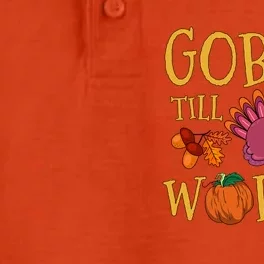 Funny Turkey Thanksgiving Gobble Till You Wobble Gift Dry Zone Grid Performance Polo