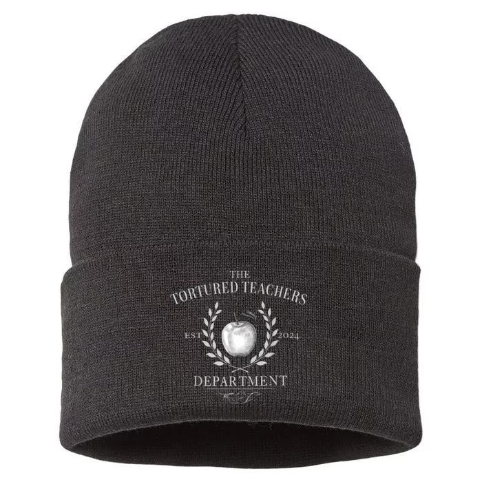 Funny The Tortured Teachers Department Sustainable Knit Beanie