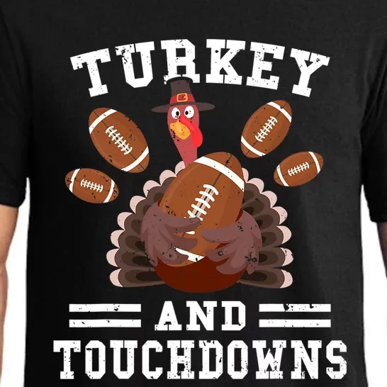 Funny Thanksgiving Turkey And Touchdowns Football Pajama Set