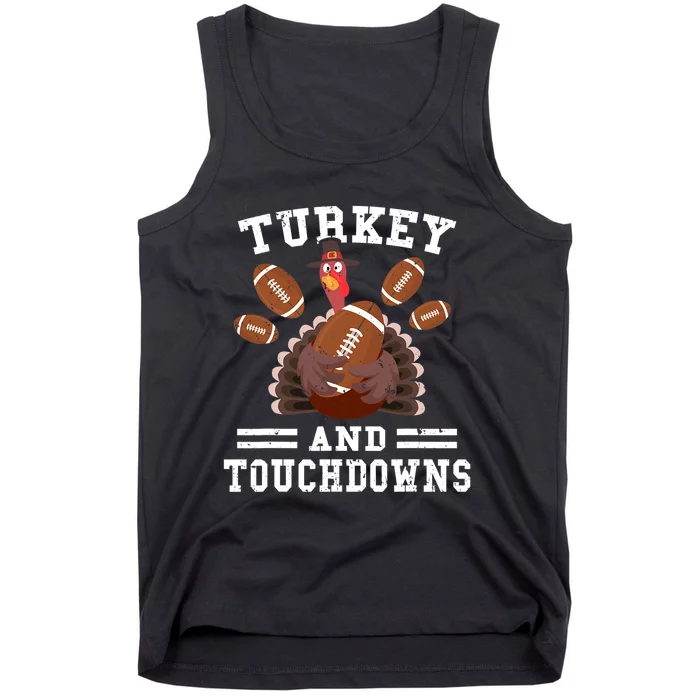 Funny Thanksgiving Turkey And Touchdowns Football Tank Top