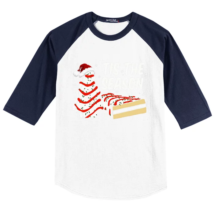 Funny Tis The Season Design Christmas Tree Cakes Debbie Baseball Sleeve Shirt