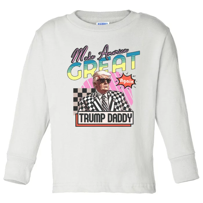 Funny Trump Take America Back DaddyS Home Trump Pink 2024 Toddler Long Sleeve Shirt