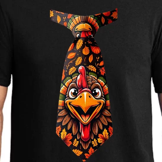 Funny Thanksgiving Tie with Turkey for Family Dinner Pajama Set