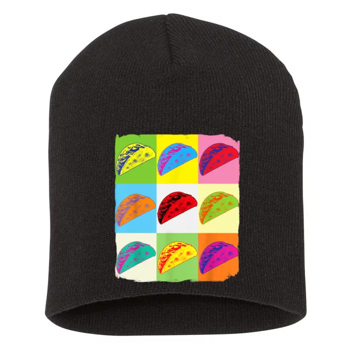 Funny Taco Taco Art Mexican Food Taco Lover Short Acrylic Beanie