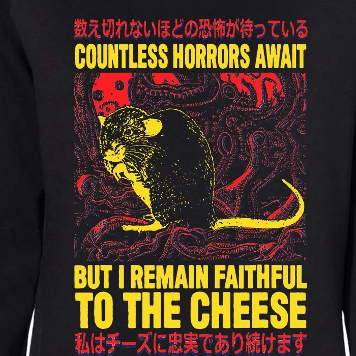 Faithful To The Cheese Japanese Horror Rat Womens California Wash Sweatshirt