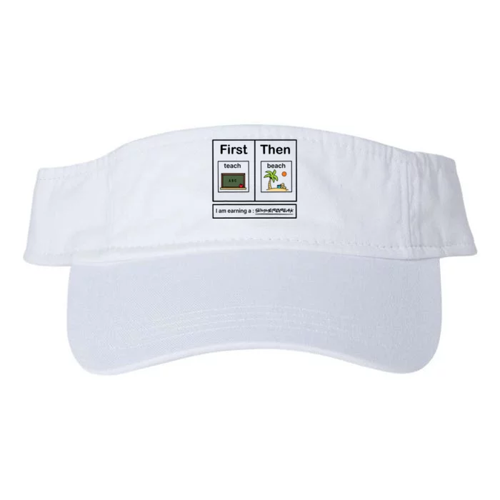 First Teach Then Beach I Am Earning A Summer Break Valucap Bio-Washed Visor