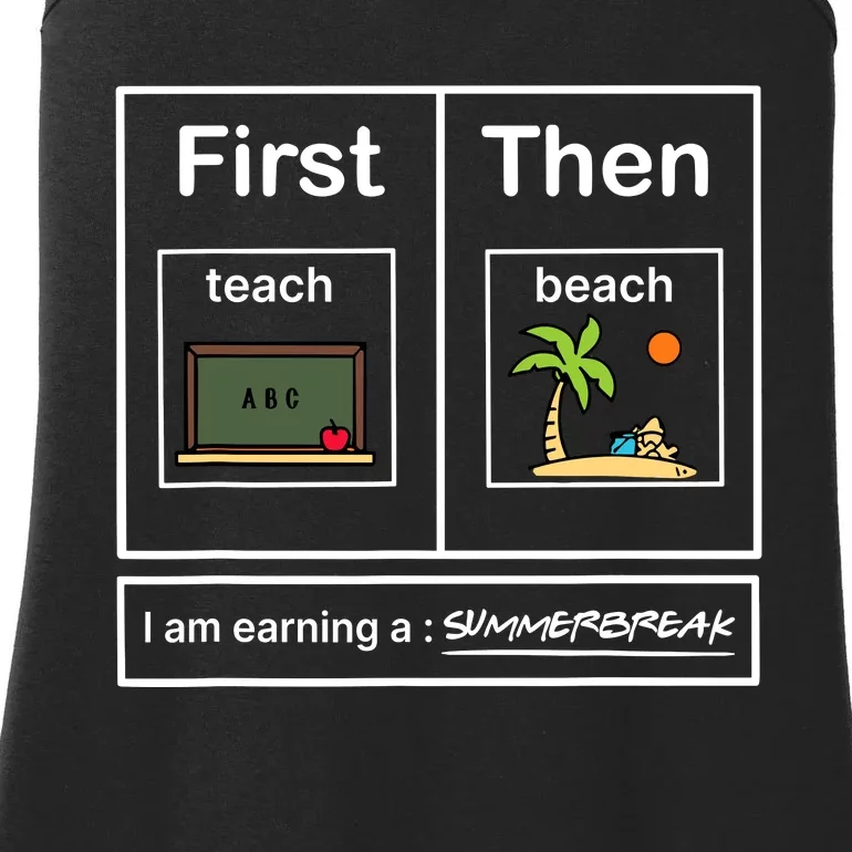 First Teach Then Beach I Am Earning A Summer Break Ladies Essential Tank