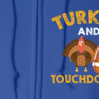 Football Thanksgiving Turkey And Touchdowns Gift Full Zip Hoodie