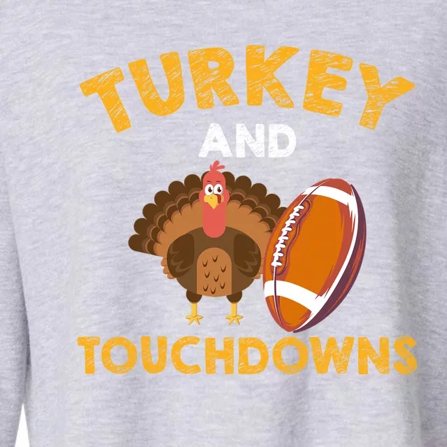 Football Thanksgiving Turkey And Touchdowns Gift Cropped Pullover Crew