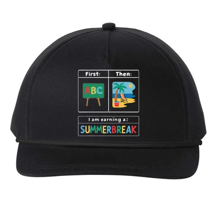 First Teach Then Beach Teacher I Am Earning A Summer Break Snapback Five-Panel Rope Hat