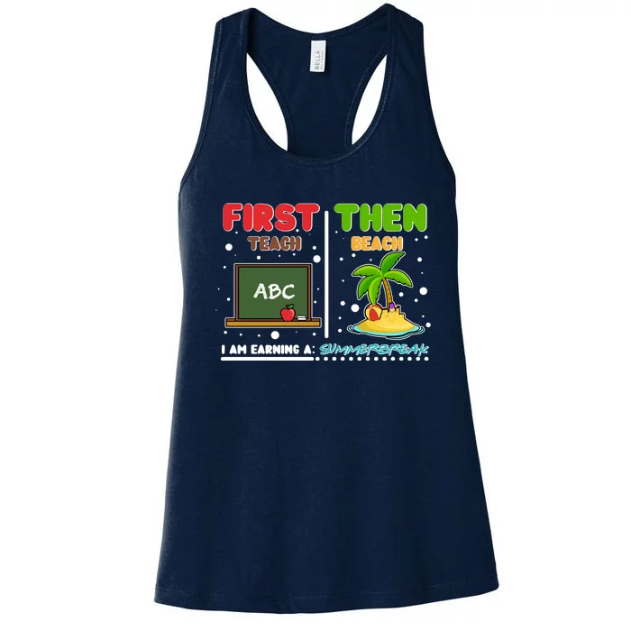 First Teach Then Beach I Am Earning A Summerbreak Women's Racerback Tank