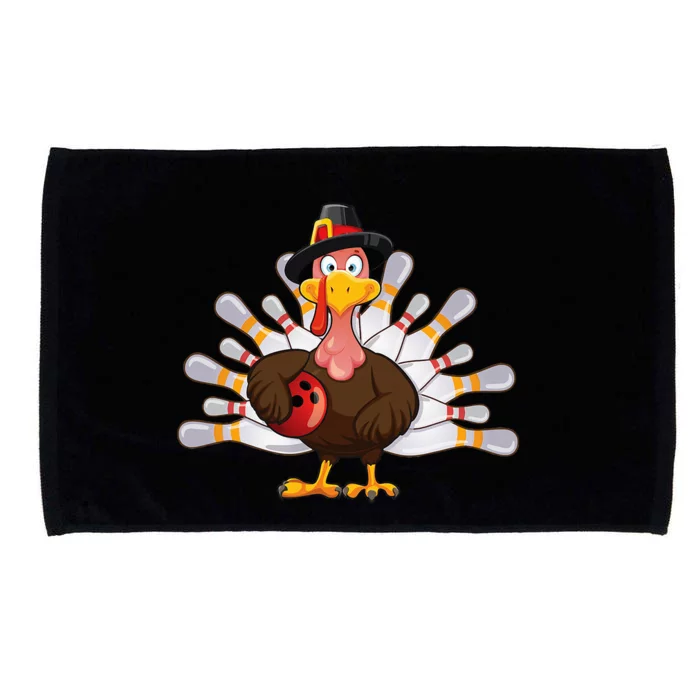 Funny Thanksgiving Turkey Bowling Pin Matching Team Microfiber Hand Towel