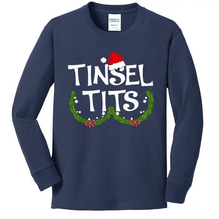 Funny Tinsel Tits Matching Jingle Balls Christmas Couples Kids Long Sleeve Shirt