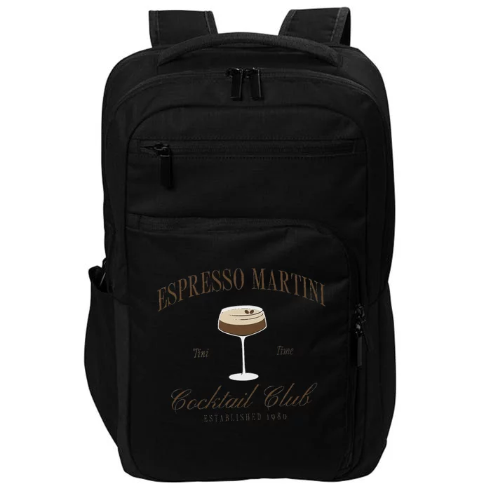 Funny Tini Time Espresso Martini Retro Cocktail And Social Club Impact Tech Backpack