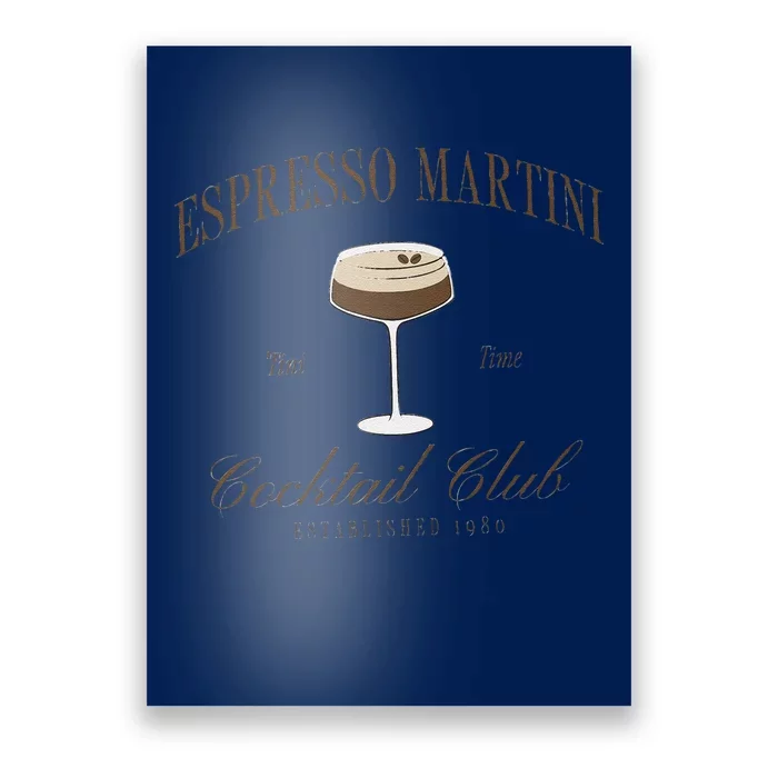 Funny Tini Time Espresso Martini Retro Cocktail And Social Club Poster