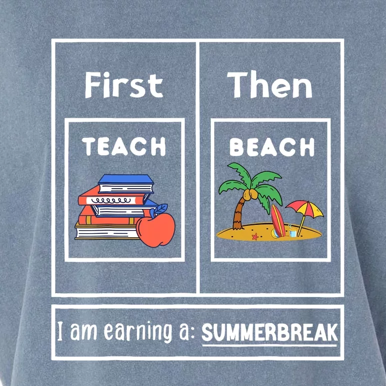 First Teach Then Beach I Am Earning A Summer Break Teachers Garment-Dyed Women's Muscle Tee