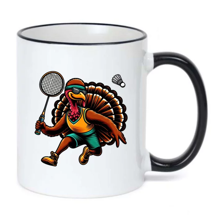 Funny Turkey Thanksgiving Badminton Gift Black Color Changing Mug