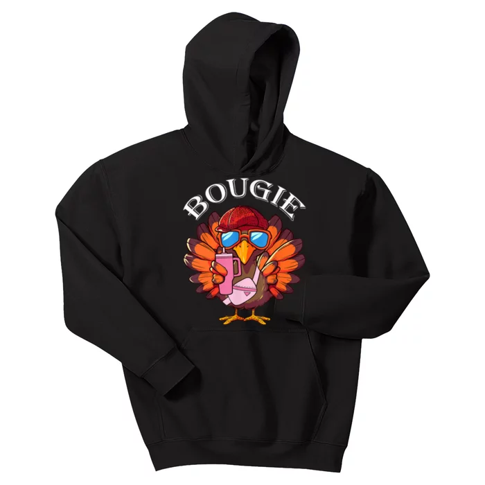 Funny Thanksgiving Turkey Trendy Bougie Fall Vibes Women Kids Hoodie