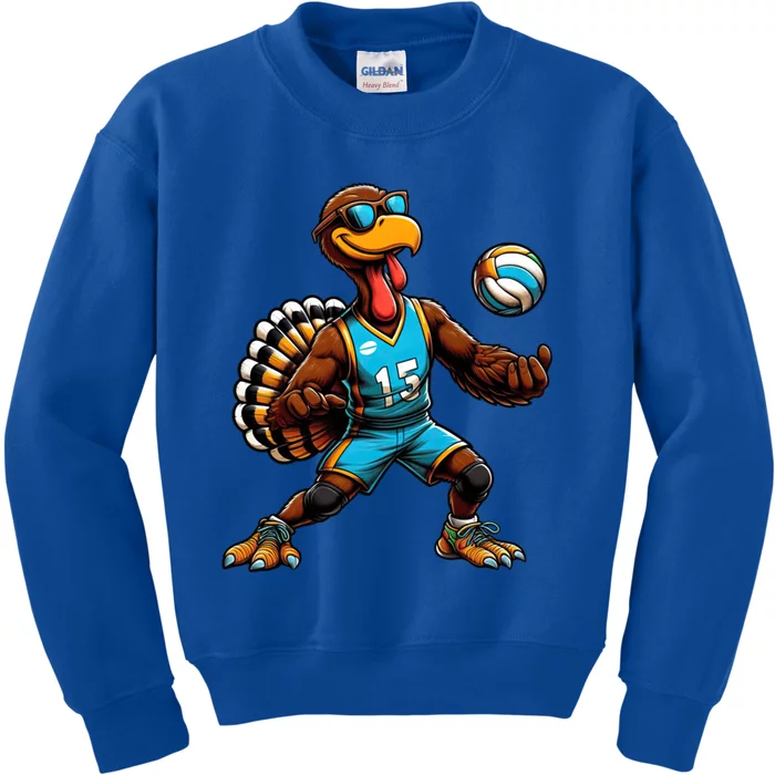 Funny Turkey Thanksgiving Volleyball Gift Kids Sweatshirt