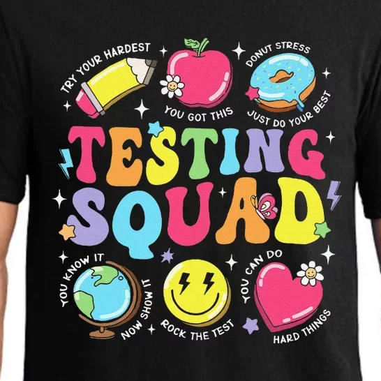 Funny Teacher Test Day Motivational Gift Teacher Testing Squad Pajama Set