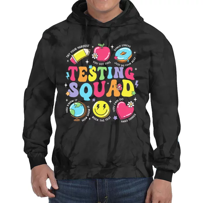 Funny Teacher Test Day Motivational Gift Teacher Testing Squad Tie Dye Hoodie