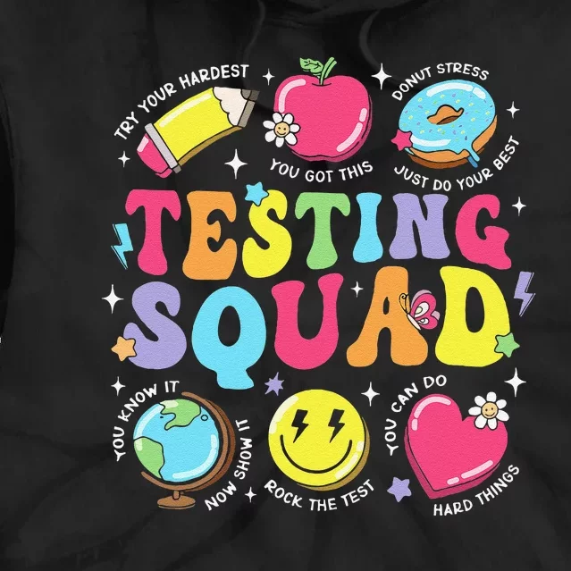 Funny Teacher Test Day Motivational Gift Teacher Testing Squad Tie Dye Hoodie