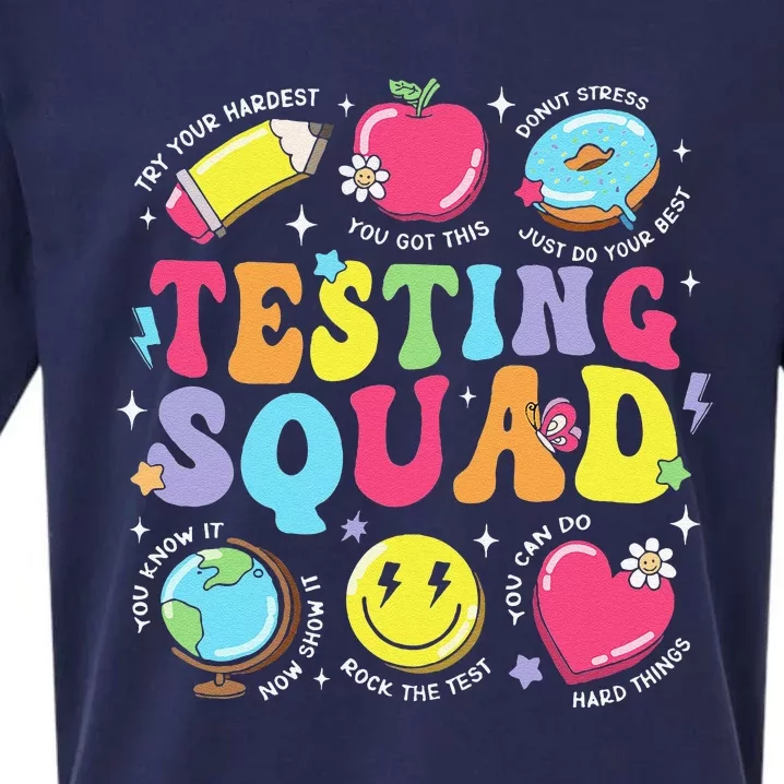 Funny Teacher Test Day Motivational Gift Teacher Testing Squad Sueded Cloud Jersey T-Shirt