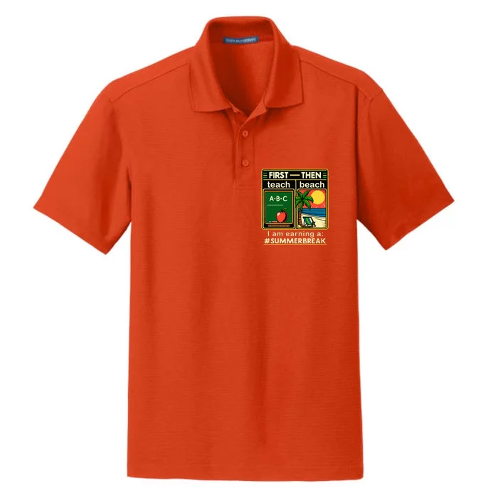 First Teach The Beach Teacher Dry Zone Grid Performance Polo