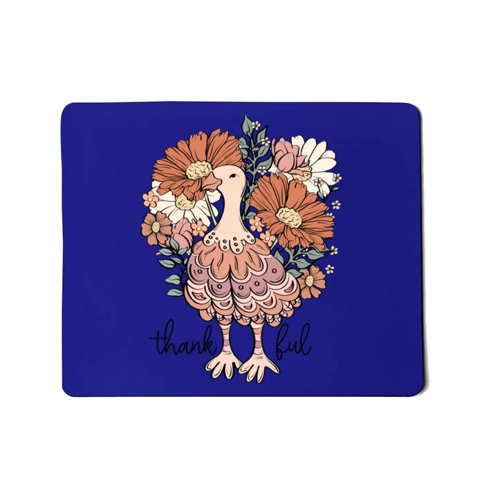 Floral Turkey Thankful Thanksgiving Flowers Gobble Gobble Gift Mousepad