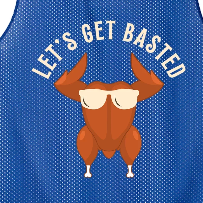 Funny Thanksgiving Turkey Let’S Get Basted Gift Mesh Reversible Basketball Jersey Tank