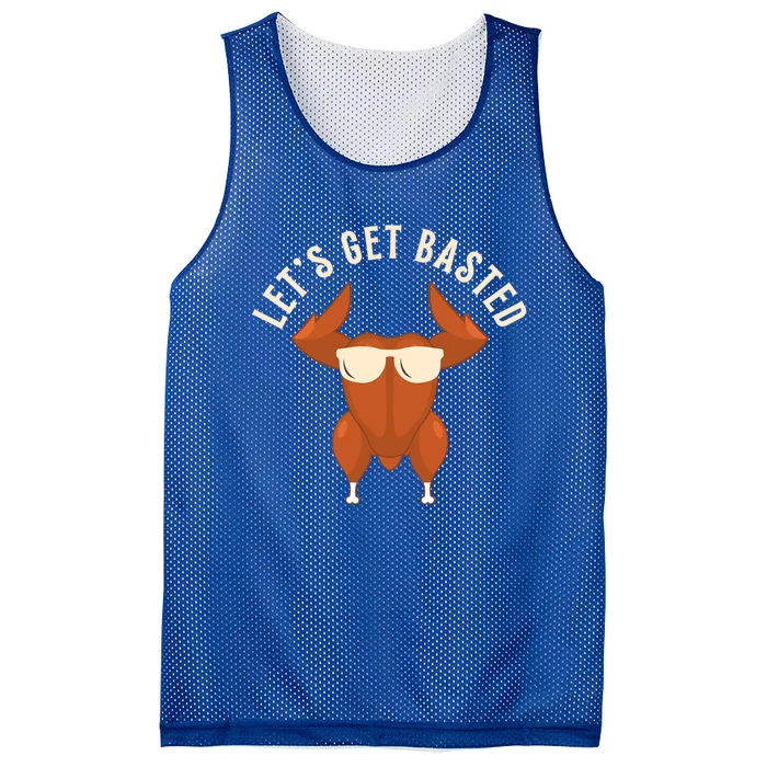 Funny Thanksgiving Turkey Let’S Get Basted Gift Mesh Reversible Basketball Jersey Tank