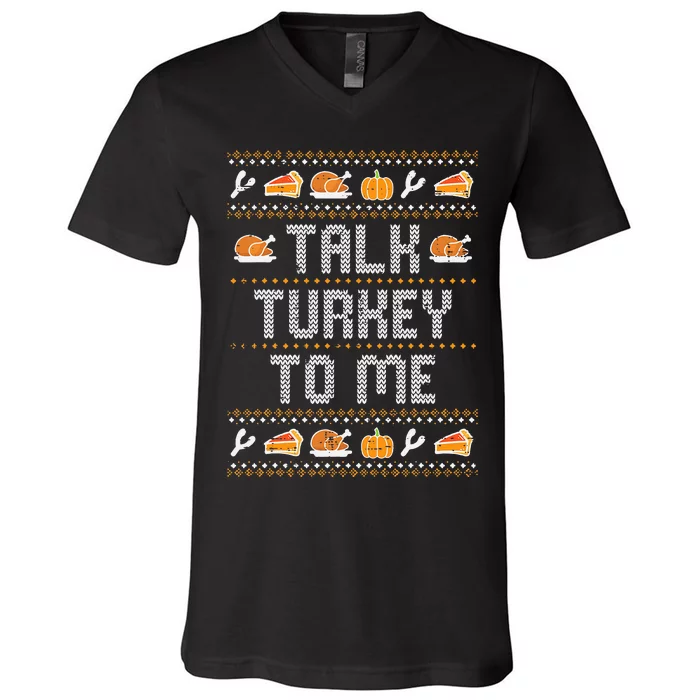 Funny Thanksgiving Turkey Conversation Starter V-Neck T-Shirt