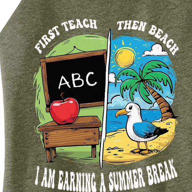 First Teach Then Beach I Am Earning A Summer Break Teacher Women’s Perfect Tri Rocker Tank