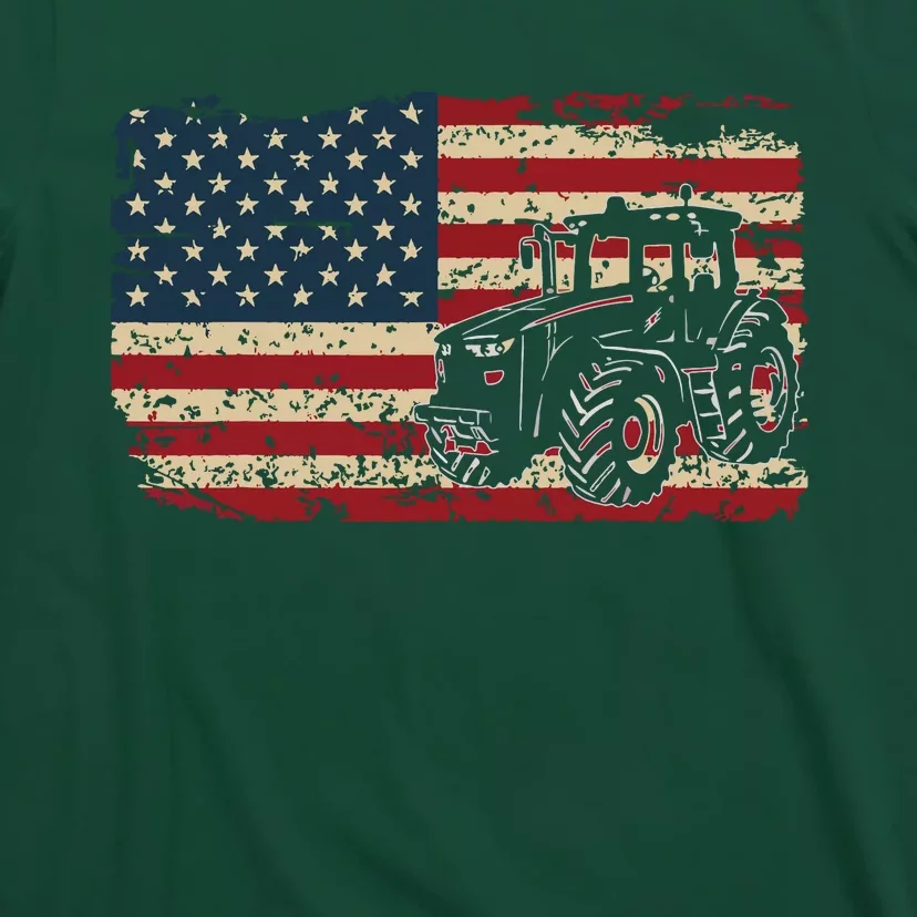 Farm Tractors USA Flag Patriotic Farming Gift T-Shirt