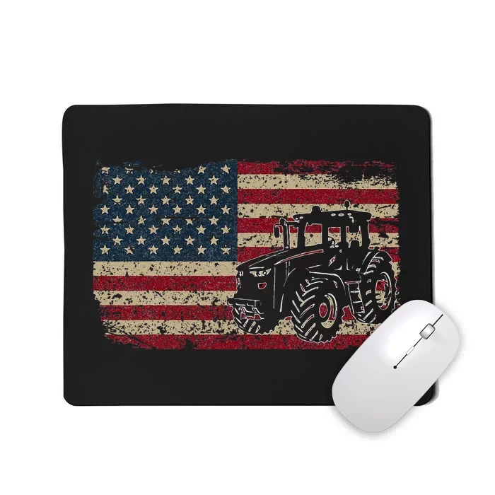 Farm Tractors USA Flag Patriotic Farming Gift Mousepad